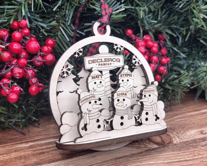 Snowman Pop-Up Ornament - Personalize with 2 to 7 Names - SVG, PDF, AI File types - Works With All Lasers