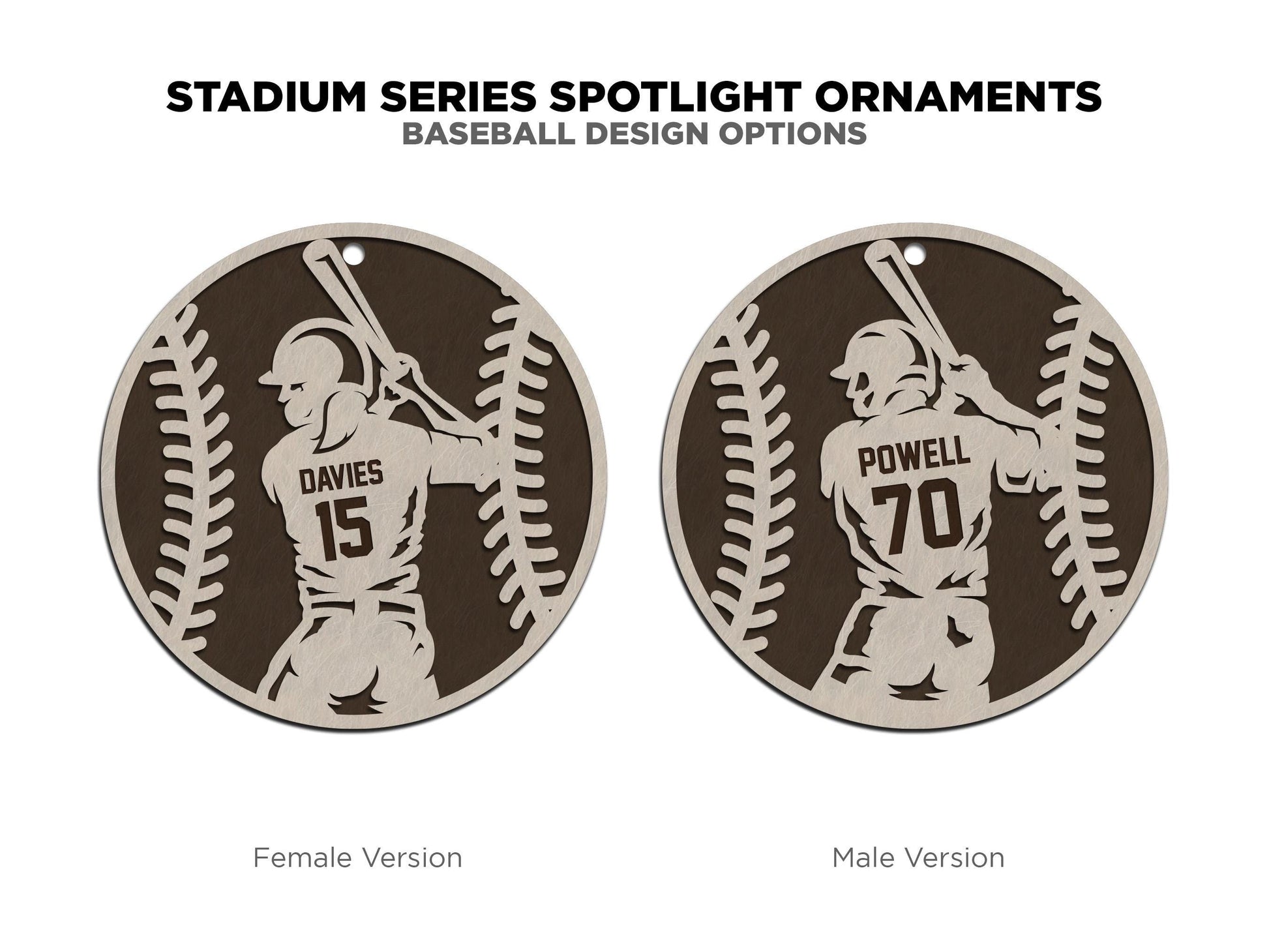 Stadium Series Spotlight Ornaments - Baseball Male and Female Options - SVG, PDF, AI File Download - Works with all Laser Types