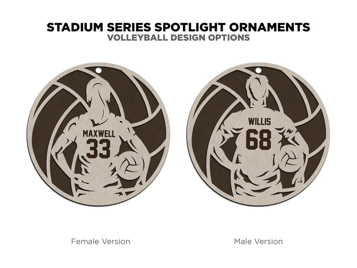 Stadium Series Spotlight Ornaments - Volleyball Male and Female Options - SVG, PDF, AI File Download - Works with all Laser Types