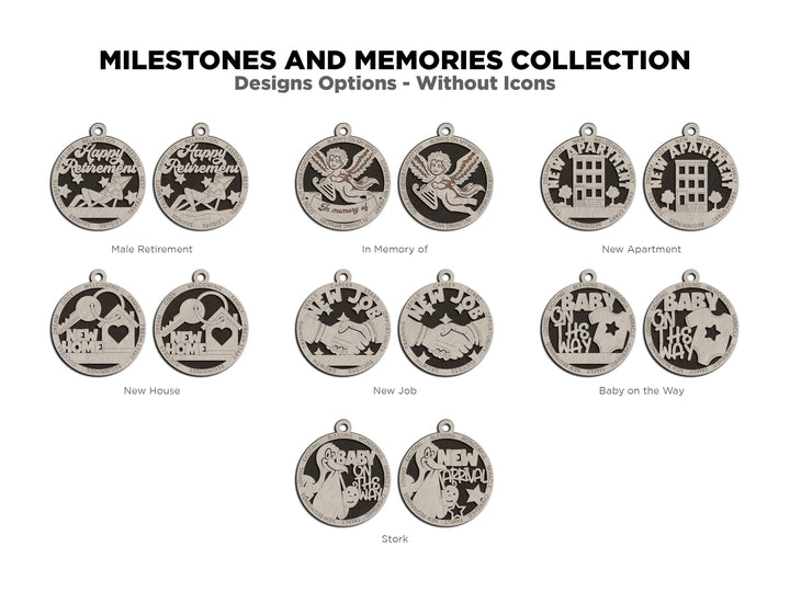 Milestones and Memories Ornaments - 15 Themes and 4 Variations Per Theme - SVG, PDF, AI File Download - Works with all lasers