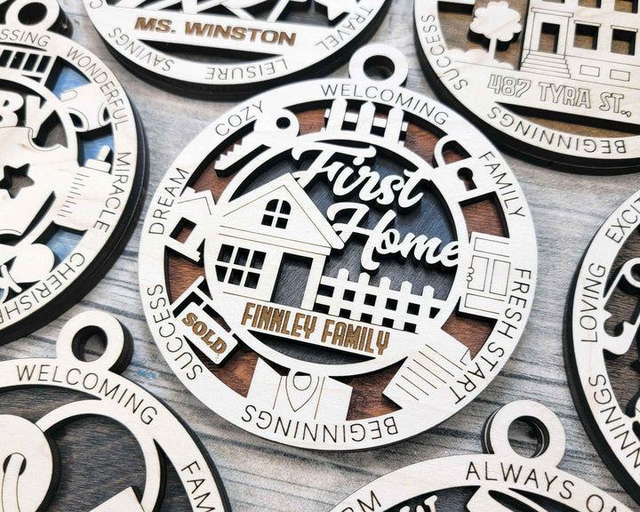 Milestones and Memories Ornaments - 15 Themes and 4 Variations Per Theme - SVG, PDF, AI File Download - Works with all lasers