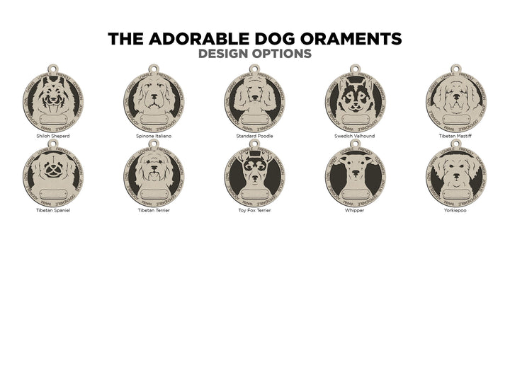 Adorable Dog Ornaments Pack 3 - 50 Breeds included with 2 Versions - 100+ Ornaments - SVG, PDF, AI File Download - Works on all Laser Types