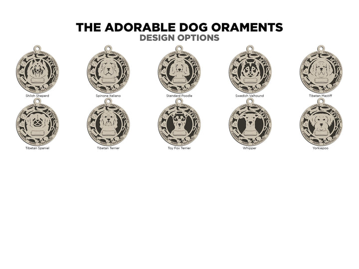 Adorable Dog Ornaments Pack 3 - 50 Breeds included with 2 Versions - 100+ Ornaments - SVG, PDF, AI File Download - Works on all Laser Types