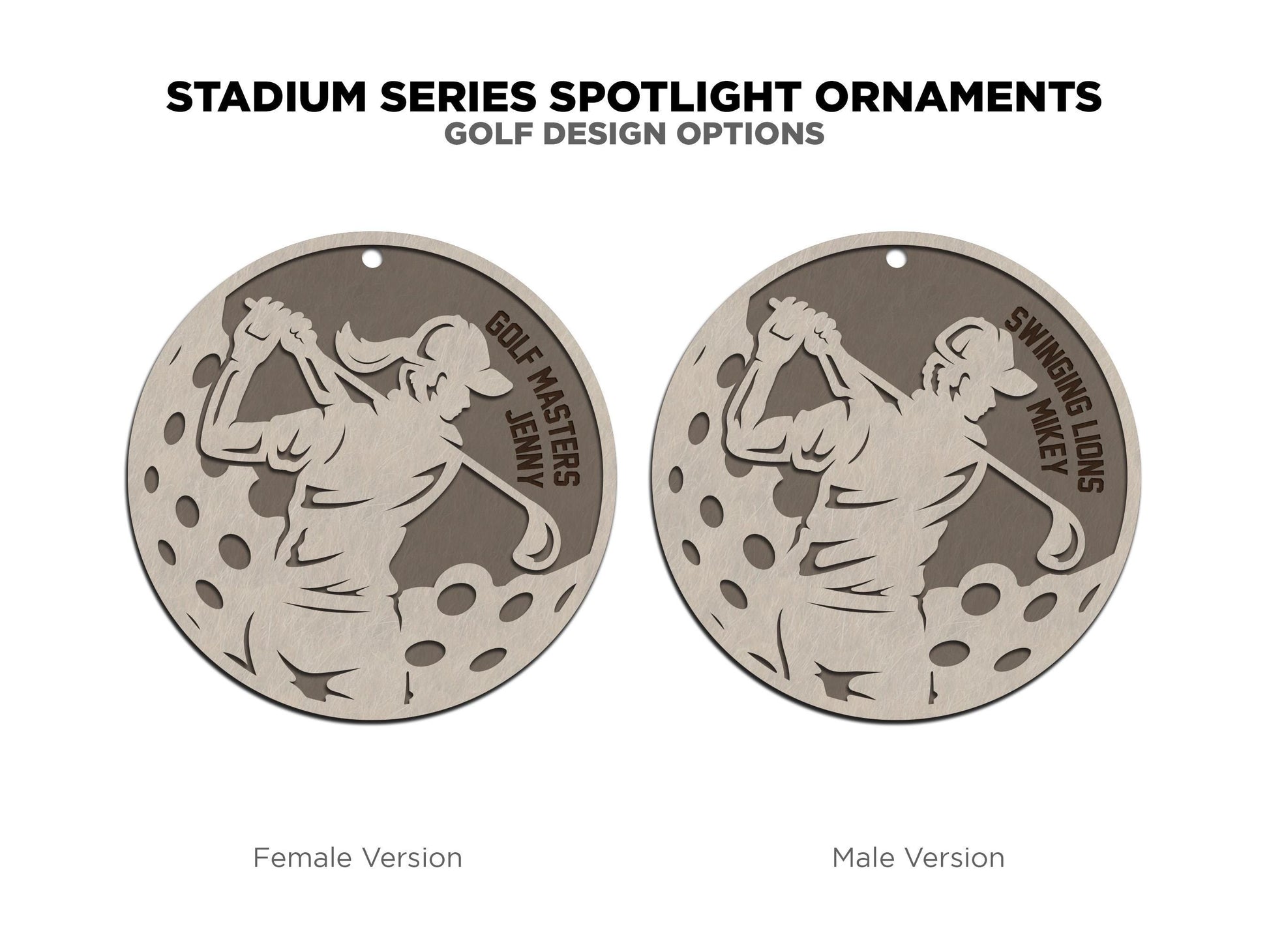 Stadium Series Spotlight Ornaments - Flag Football Male and Female Options - SVG, PDF, AI File Download - Works with all Laser Types