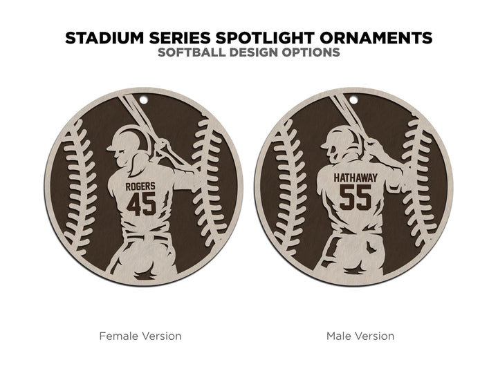 Stadium Series Spotlight Ornaments - Softball Male and Female Options - SVG, PDF, AI File Download - Works with all Laser Types