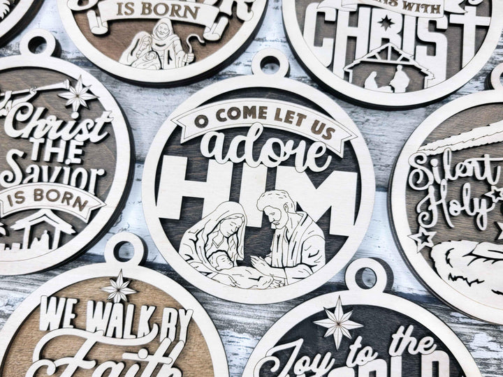 Faith and Hope Ornaments - 11 Ornaments Designs - SVG, PDF, AI File Download - Works with all lasers