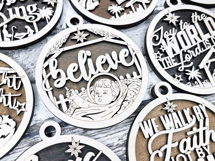 Faith and Hope Ornaments - 11 Ornaments Designs - SVG, PDF, AI File Download - Works with all lasers