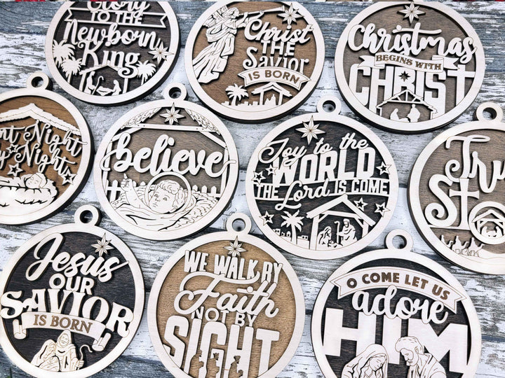 Faith and Hope Ornaments - 11 Ornaments Designs - SVG, PDF, AI File Download - Works with all lasers