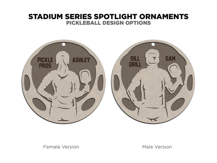 Stadium Series Spotlight Ornaments - Pickleball Male and Female Options - SVG, PDF, AI File Download - Works with all Laser Types