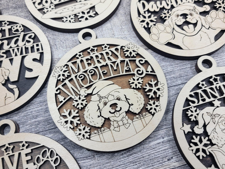 Pawsome Holiday Ornaments - 14 Ornaments Designs with and without Custom Options - SVG, PDF, AI File Download - Works with all lasers