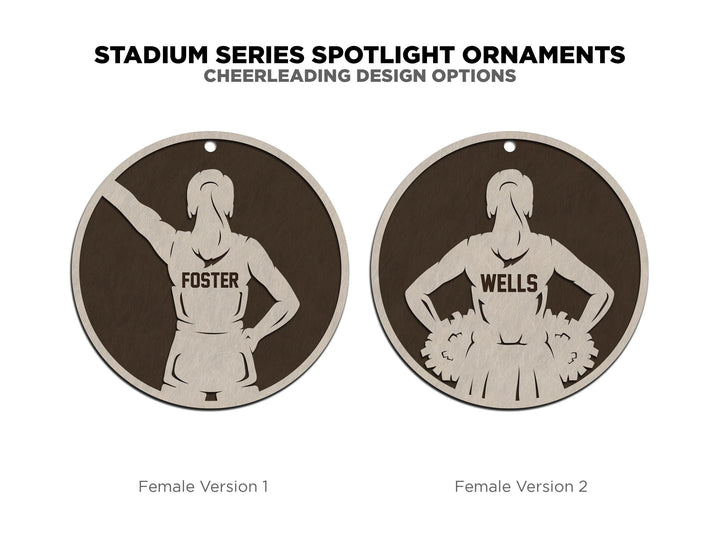 Stadium Series Spotlight Ornaments - Cheerleader - Male and Female Options - SVG, PDF, AI File Download - Works with all Laser Types