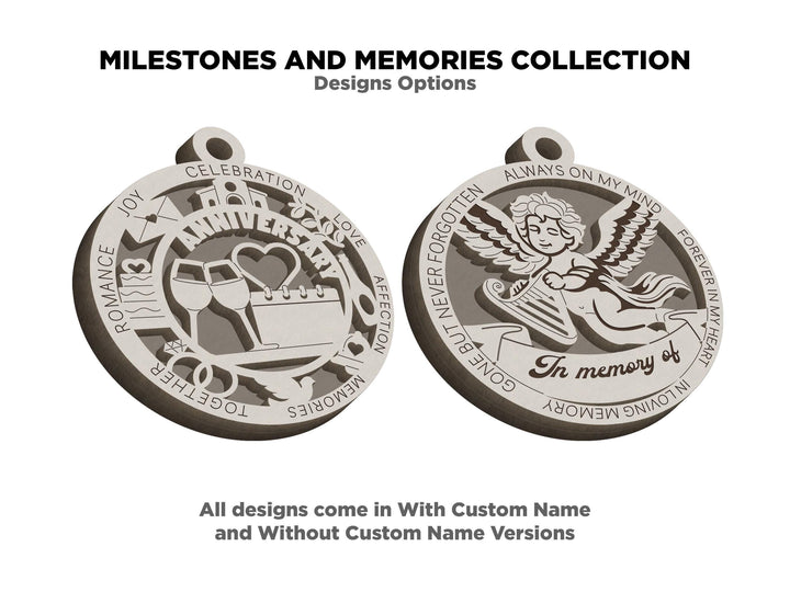 Milestones and Memories Ornaments - 15 Themes and 4 Variations Per Theme - SVG, PDF, AI File Download - Works with all lasers