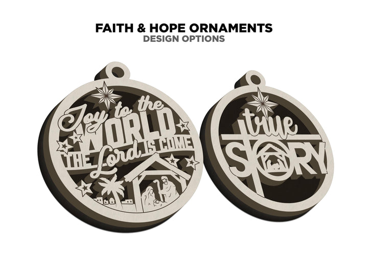 Faith and Hope Ornaments - 11 Ornaments Designs - SVG, PDF, AI File Download - Works with all lasers
