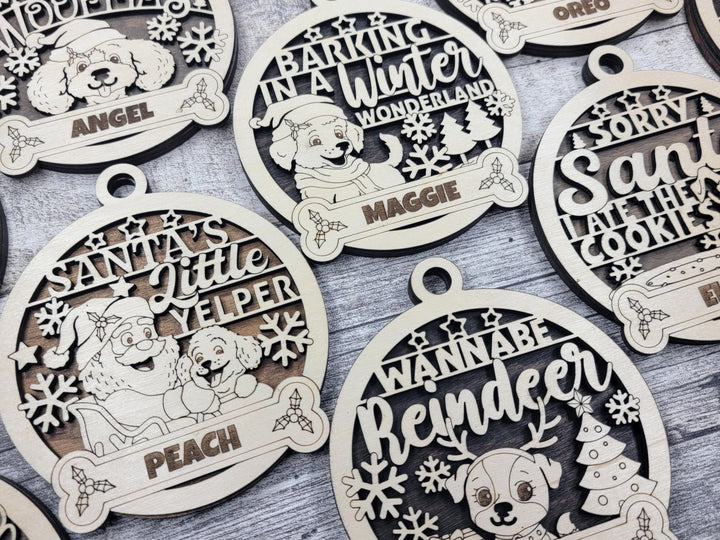 Pawsome Holiday Ornaments - 14 Ornaments Designs with and without Custom Options - SVG, PDF, AI File Download - Works with all lasers
