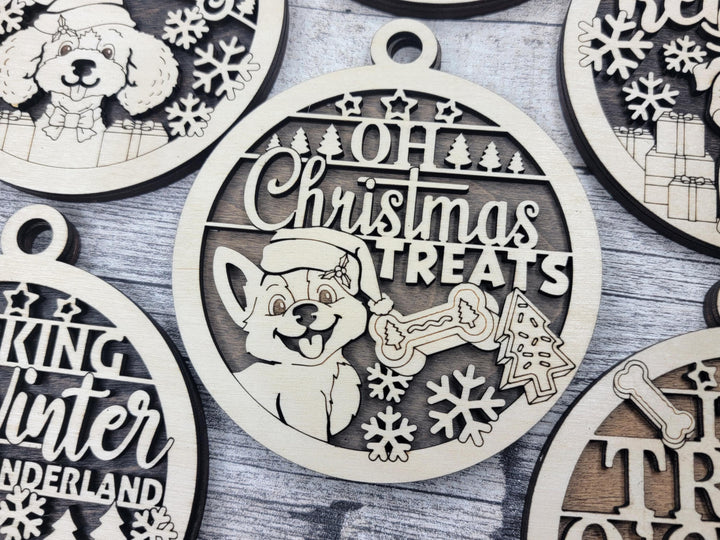 Pawsome Holiday Ornaments - 14 Ornaments Designs with and without Custom Options - SVG, PDF, AI File Download - Works with all lasers