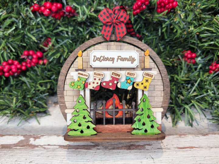Fireplace Pop-Up Ornament - Personalize with up to 6 Names - SVG, PDF, AI File types - Works With All Lasers