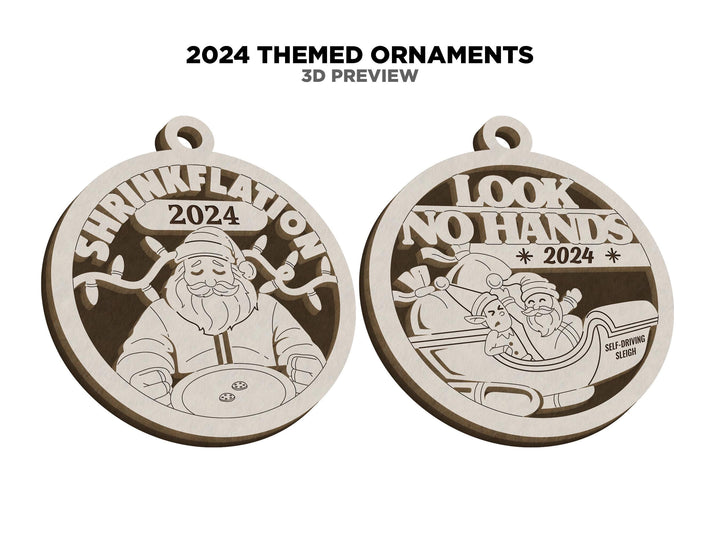 2024 Themed Ornaments - 13 Unique Laser Designs - SVG, PDF, AI File Download - Works with all Lasers