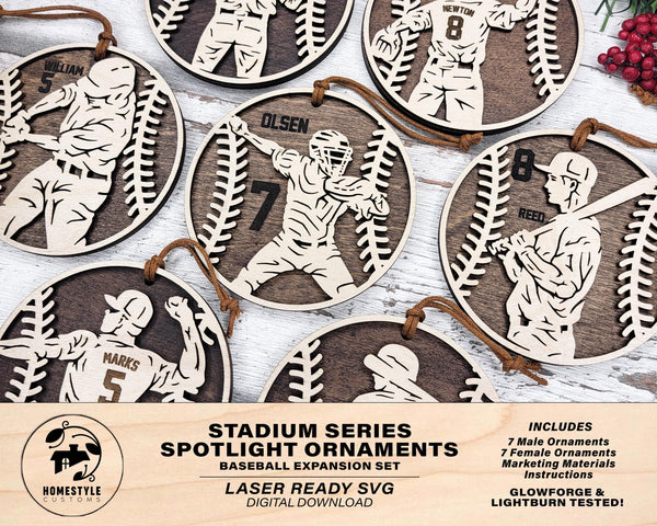 Stadium Series Spotlight Ornaments - Baseball Expansion Set - 14 Ornaments - SVG, PDF, AI File Download - Works with all Laser Types