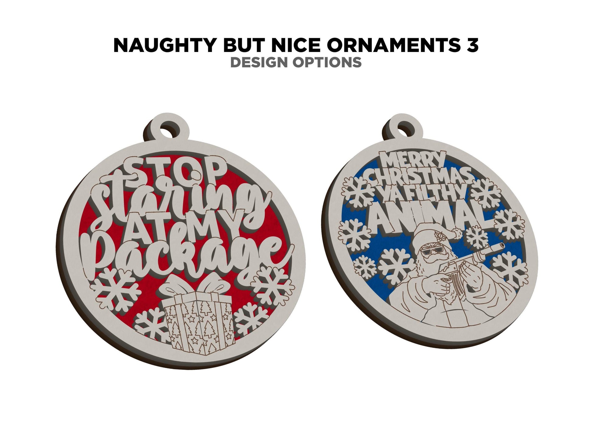 Naughty But Nice Ornaments Set 3 - 13 Unique Laser Designs - SVG, PDF, AI File Download - Works with all Lasers