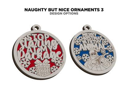 Naughty But Nice Ornaments Set 3 - 13 Unique Laser Designs - SVG, PDF, AI File Download - Works with all Lasers