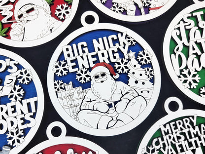 Naughty But Nice Ornaments Set 3 - 13 Unique Laser Designs - SVG, PDF, AI File Download - Works with all Lasers