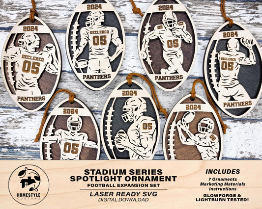 Stadium Series Spotlight Ornaments - Football Expansion Set - SVG, PDF, AI File Download - Works with all Laser Types