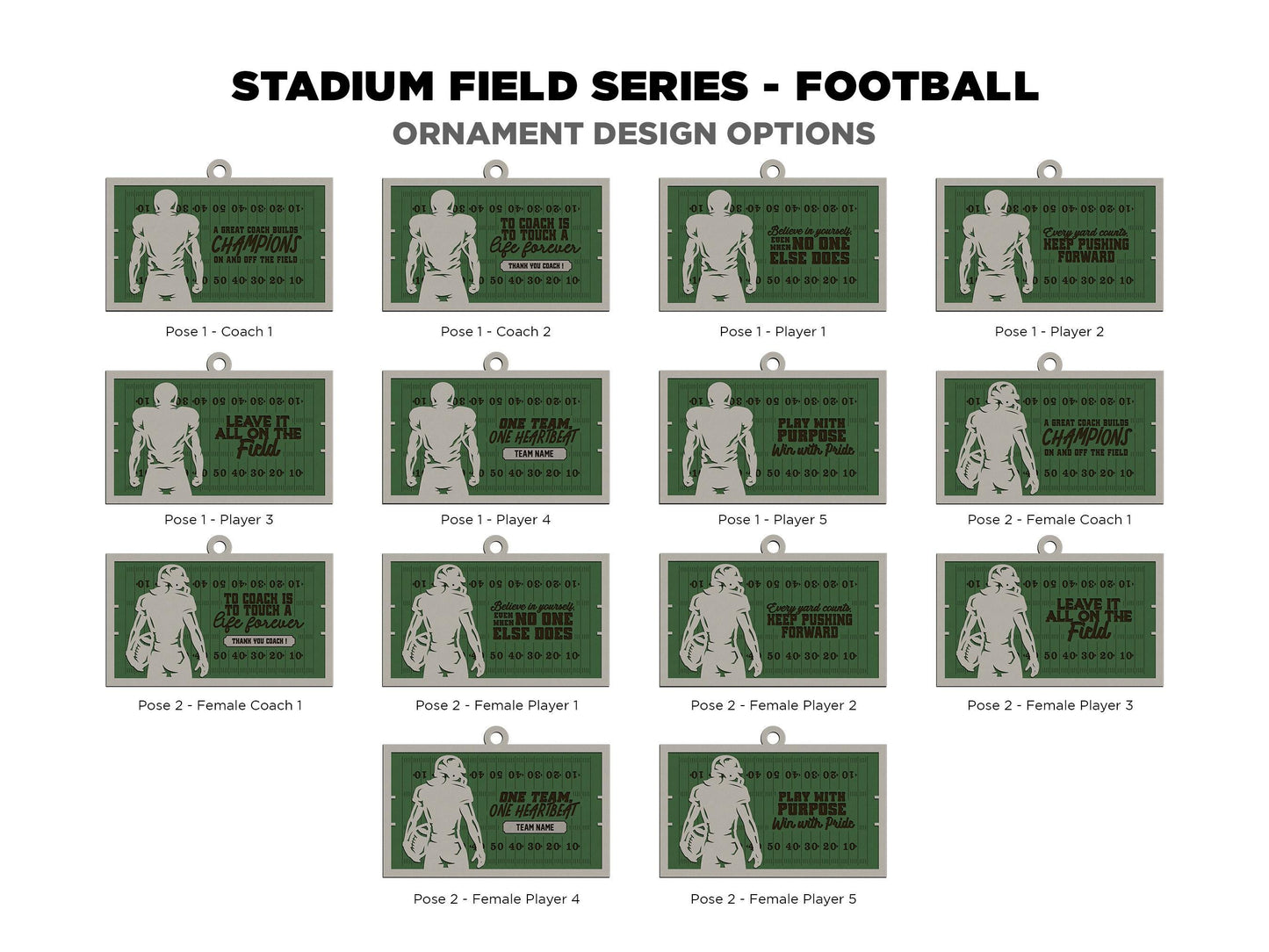 Stadium Series Spotlight Ornaments - Football Male and Female Options - SVG, PDF, AI File Download - Works with all Laser Types