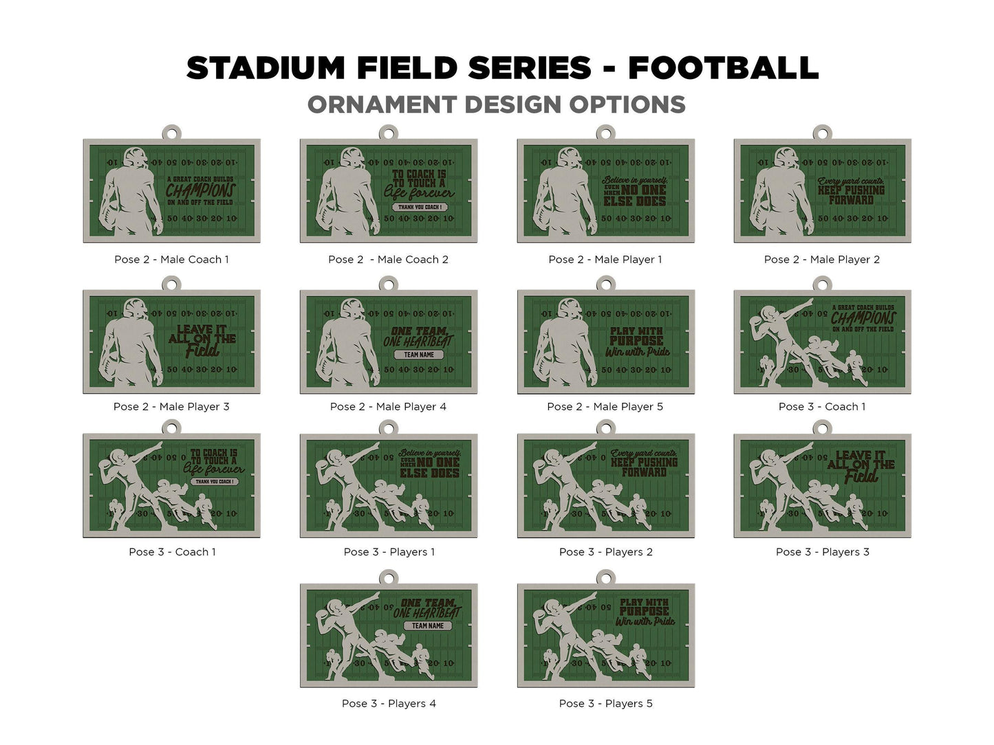 Stadium Series Spotlight Ornaments - Football Male and Female Options - SVG, PDF, AI File Download - Works with all Laser Types