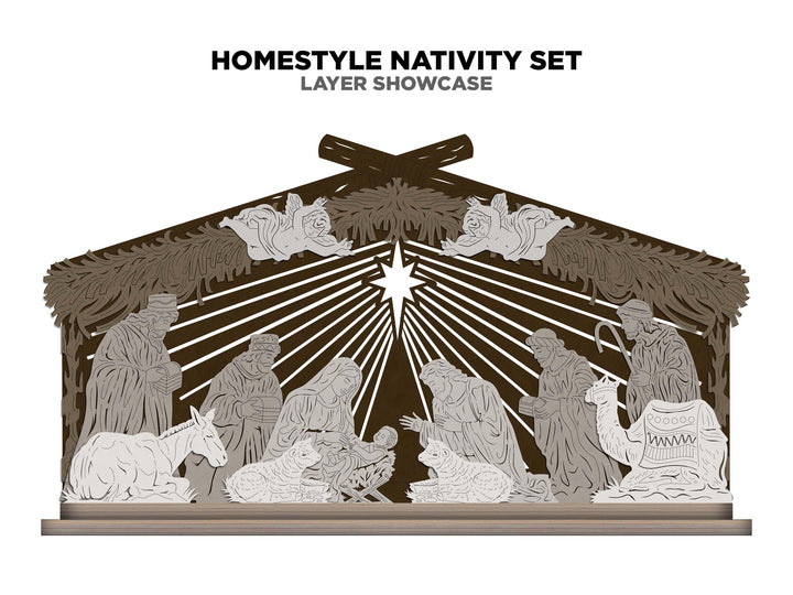 Homestyle Nativity Set - Includes 12 Characters - SVG, PDF, AI File Download - Works with all Lasers