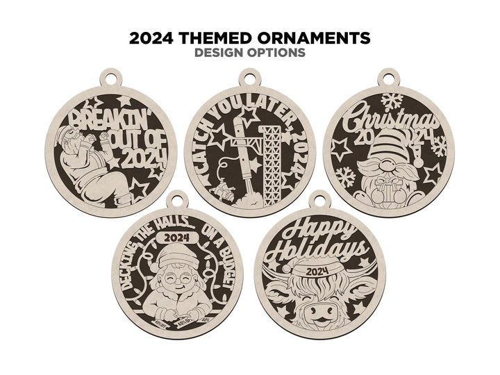 2024 Themed Ornaments - 13 Unique Laser Designs - SVG, PDF, AI File Download - Works with all Lasers