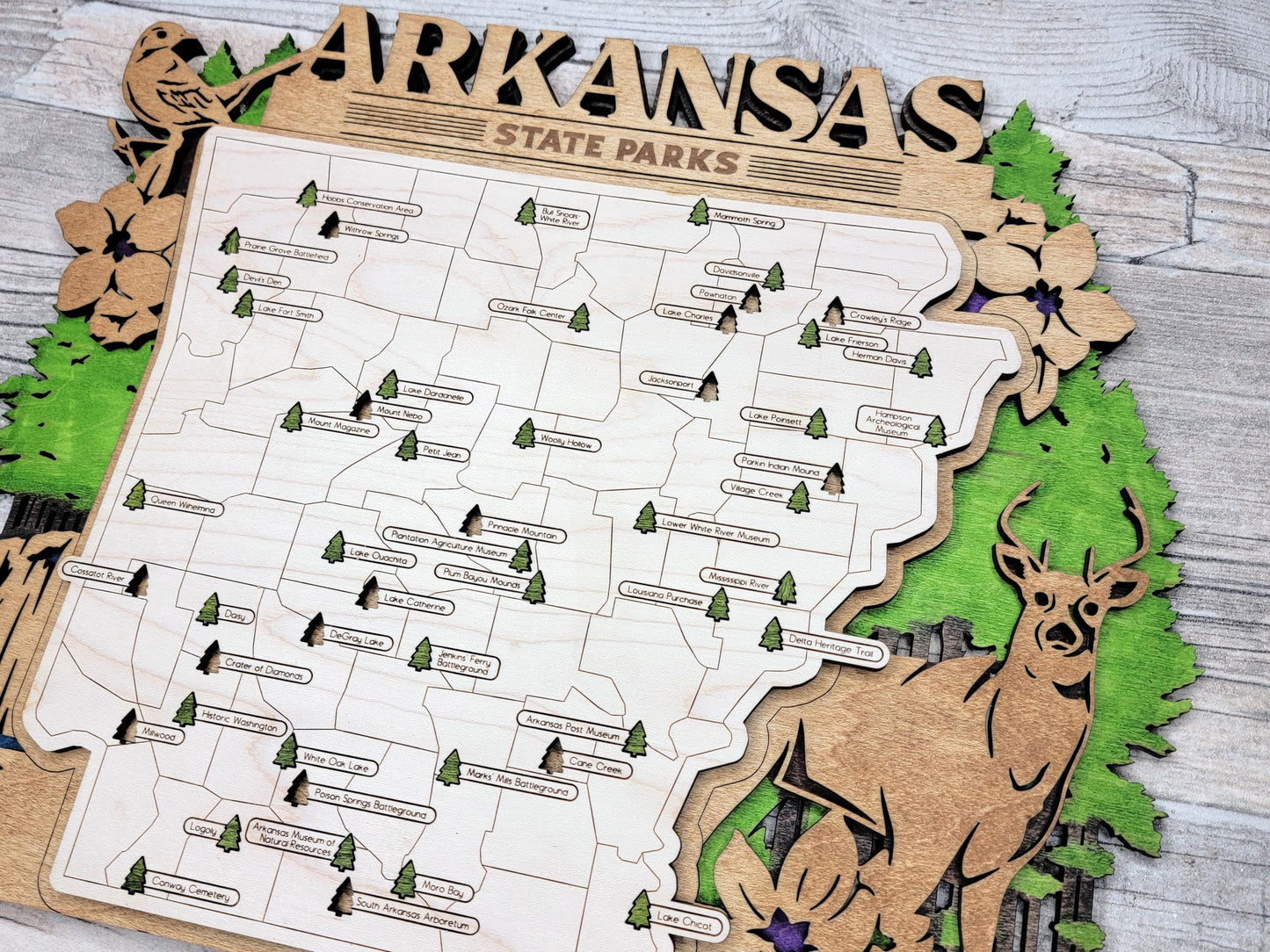 The Arkansas State Park Map - Custom and Non Customizable Options - SVG, PDF File Download - Tested in Lightburn and Glowforge & Xtool