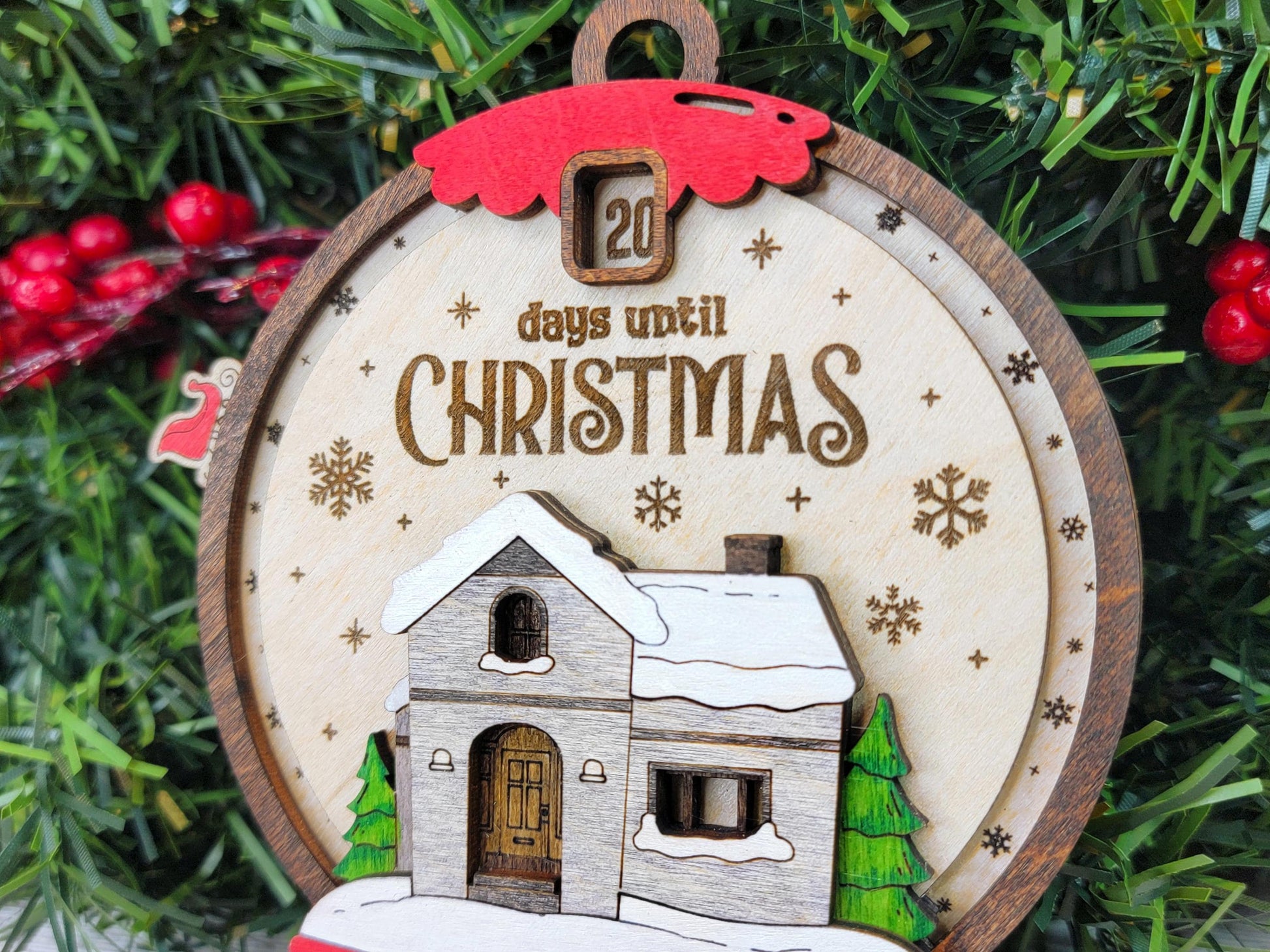 Countdown To Christmas - Ornament & Signage - Personalize with a Family Name- SVG, PDF, AI File types - Works With All Lasers