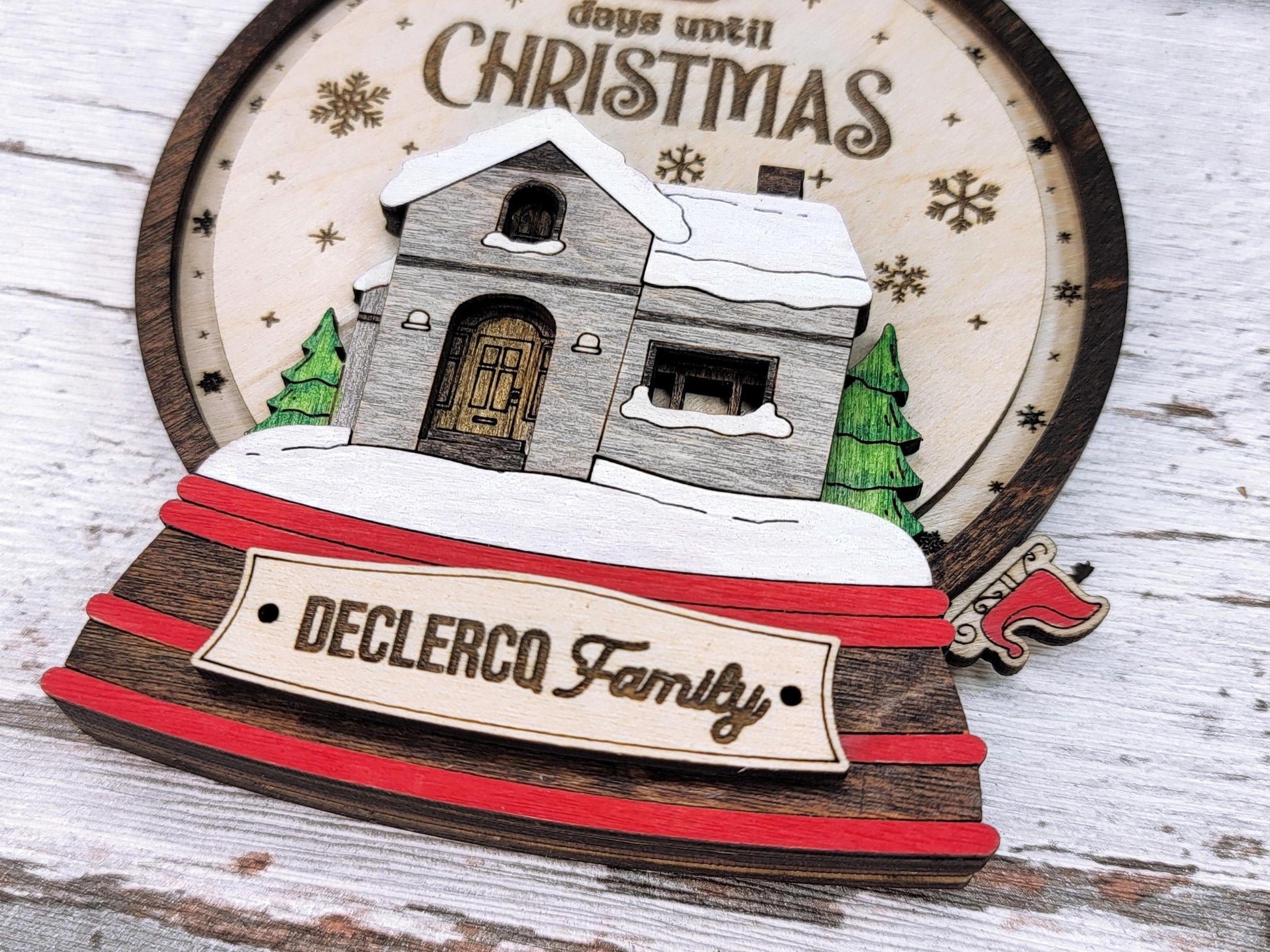 Countdown To Christmas - Ornament & Signage - Personalize with a Family Name- SVG, PDF, AI File types - Works With All Lasers