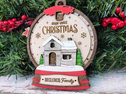 Countdown To Christmas - Ornament & Signage - Personalize with a Family Name- SVG, PDF, AI File types - Works With All Lasers