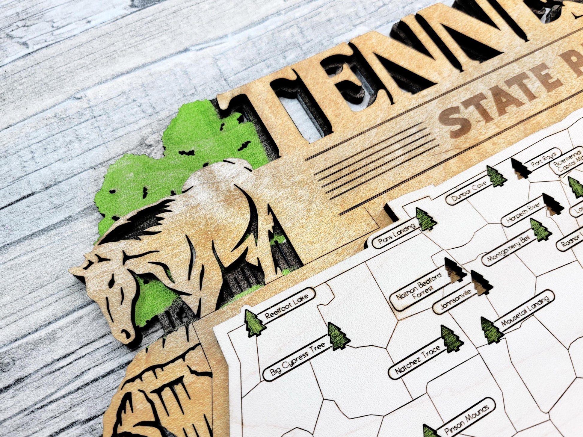 The Tennessee State Park Map - Custom and Non Customizable Options - SVG, PDF File Download - Tested in Lightburn and Glowforge & Xtool