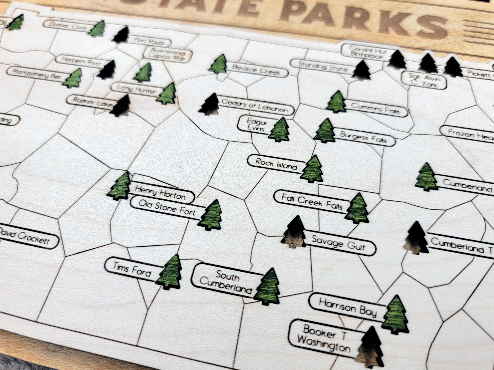 The Tennessee State Park Map - Custom and Non Customizable Options - SVG, PDF File Download - Tested in Lightburn and Glowforge & Xtool