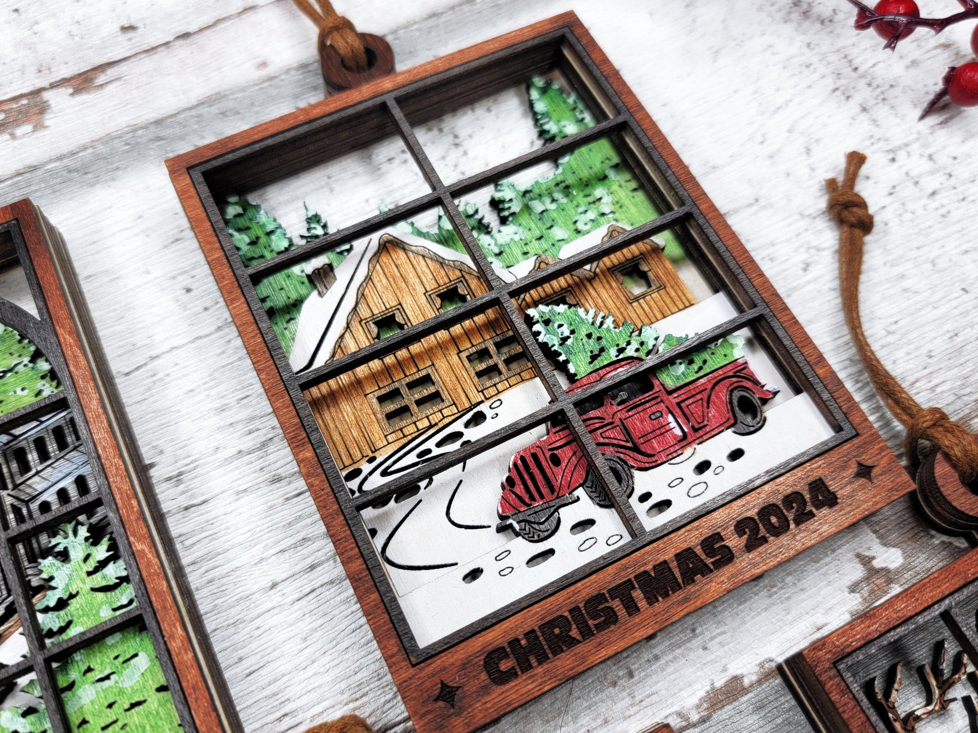 Winter Window Scenes - 5 Layered Ornaments and Signage Laser Designs - SVG, PDF, AI File Download - Works with all Lasers