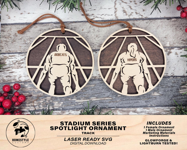 Stadium Series Spotlight Ornaments - Track - Male and Female Options - SVG, PDF, AI File Download - Works with all Laser Types