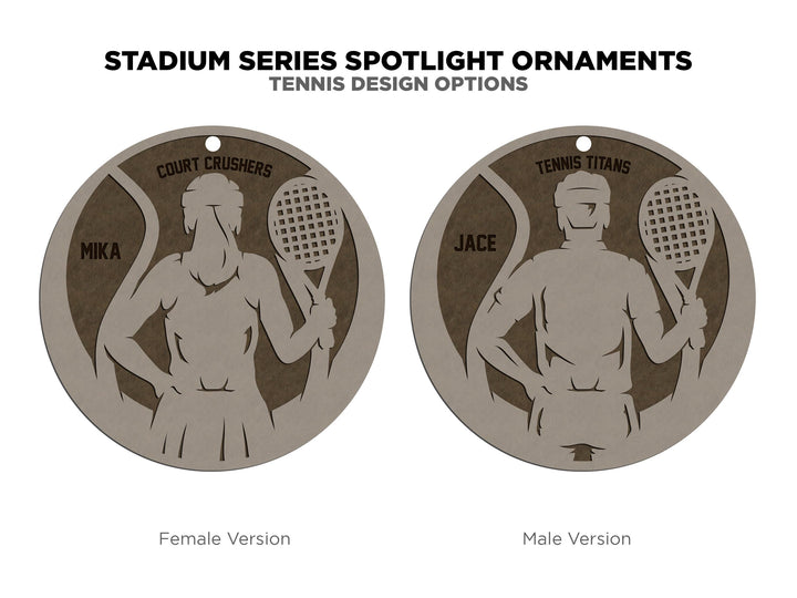 Stadium Series Spotlight Ornaments - Tennis - Male and Female Options - SVG, PDF, AI File Download - Works with all Laser Types
