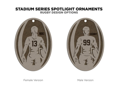 Stadium Series Spotlight Ornaments - Rugby - Male and Female Options - SVG, PDF, AI File Download - Works with all Laser Types