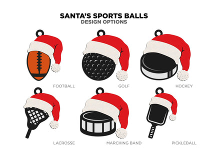 Santa's Sports Balls - 15 Unique Ornament Designs - SVG, PDF, AI File Download - Works on all Laser Types