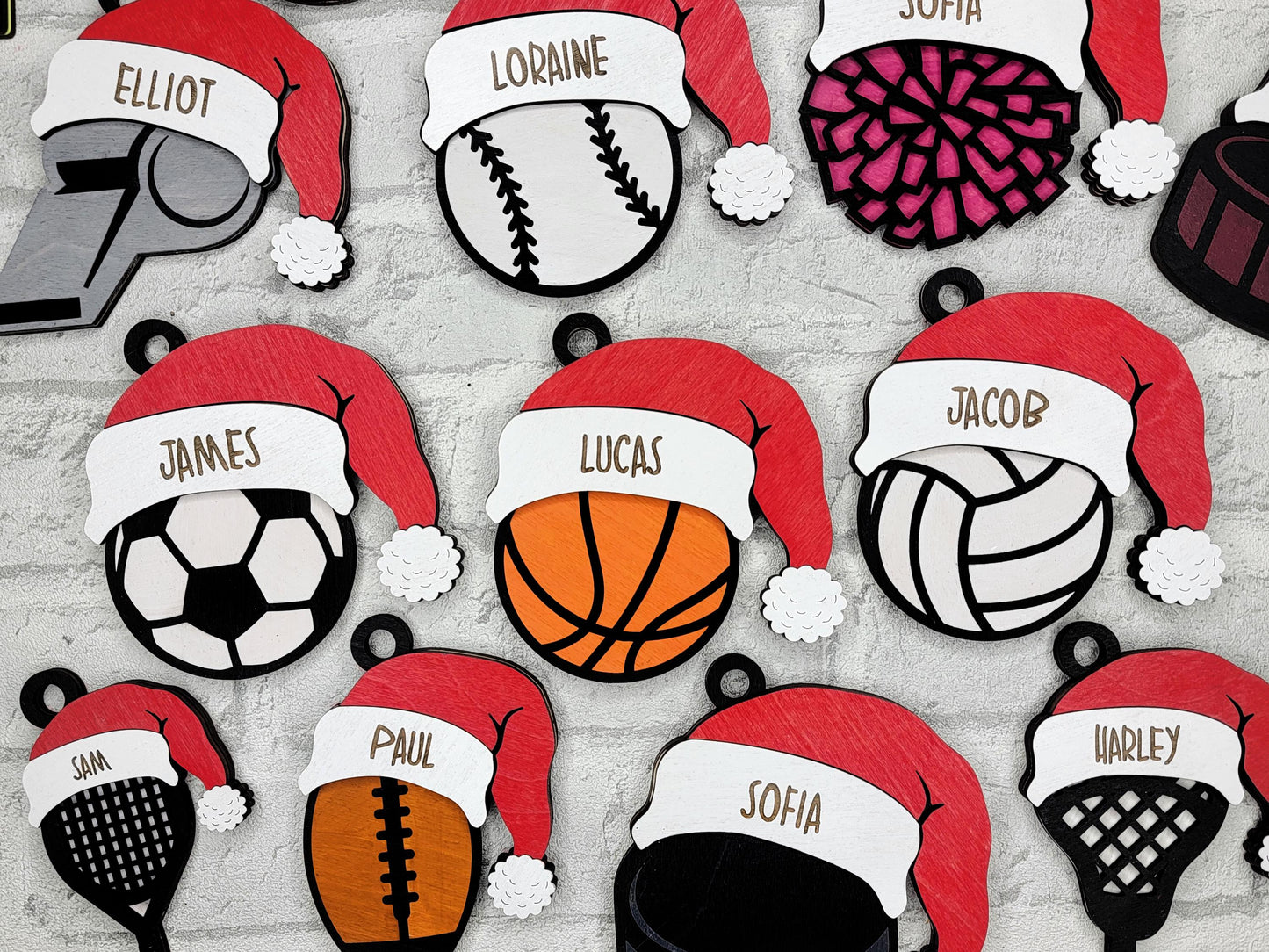 Santa's Sports Balls - 15 Unique Ornament Designs - SVG, PDF, AI File Download - Works on all Laser Types