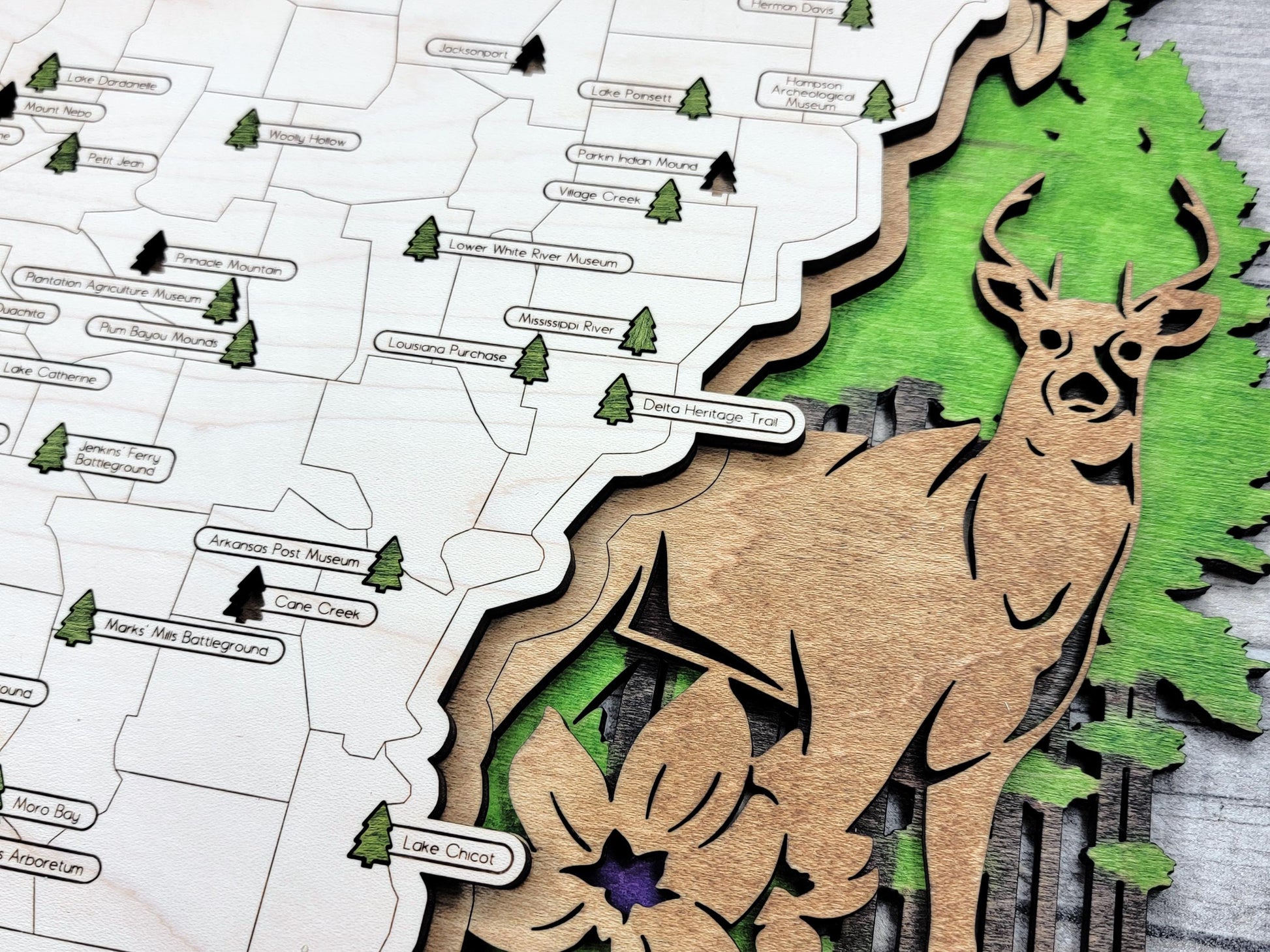 The Arkansas State Park Map - Custom and Non Customizable Options - SVG, PDF File Download - Tested in Lightburn and Glowforge & Xtool