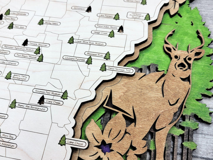 The Arkansas State Park Map - Custom and Non Customizable Options - SVG, PDF File Download - Tested in Lightburn and Glowforge & Xtool