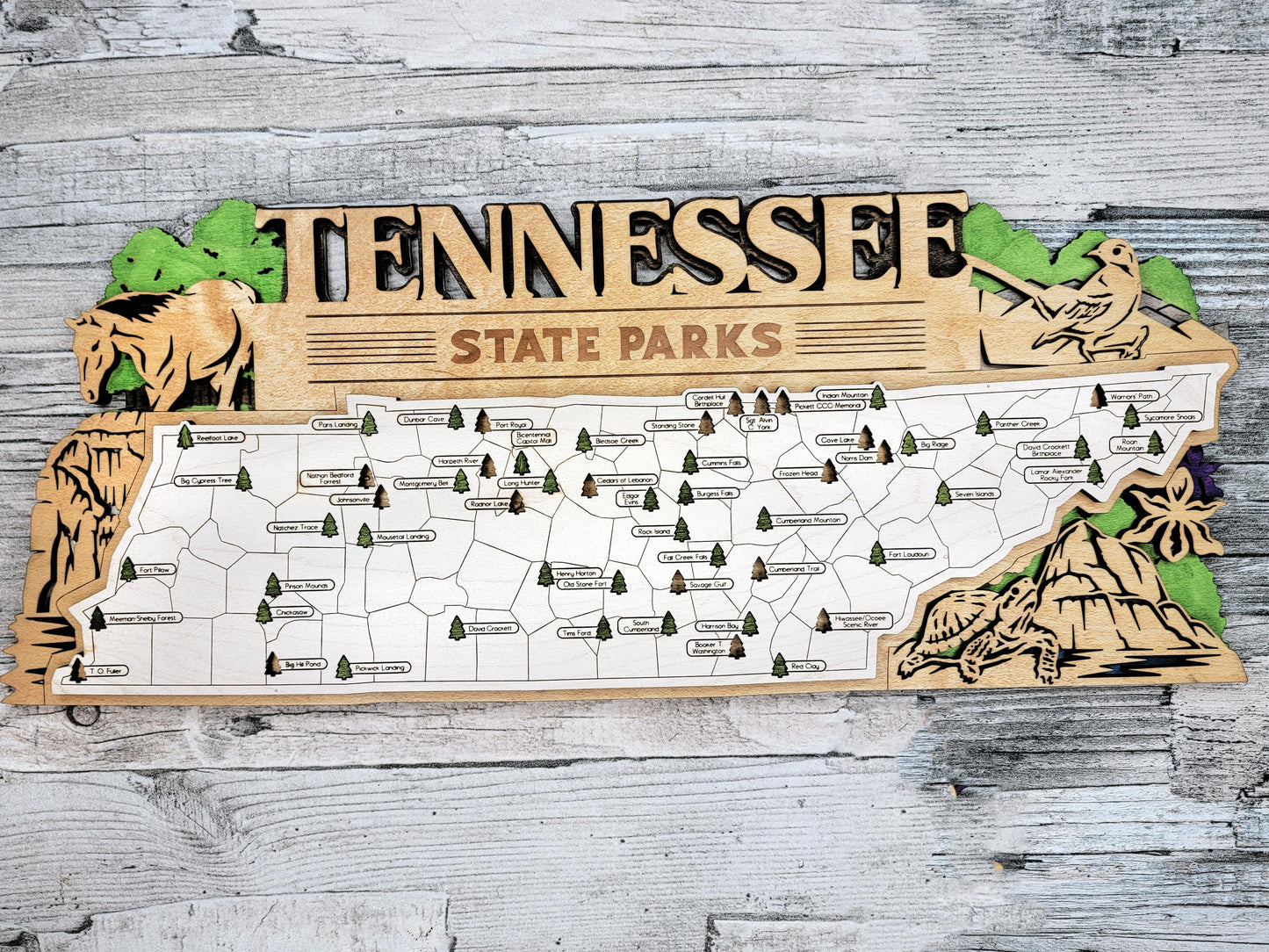 The Tennessee State Park Map - Custom and Non Customizable Options - SVG, PDF File Download - Tested in Lightburn and Glowforge & Xtool