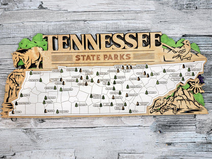 The Tennessee State Park Map - Custom and Non Customizable Options - SVG, PDF File Download - Tested in Lightburn and Glowforge & Xtool