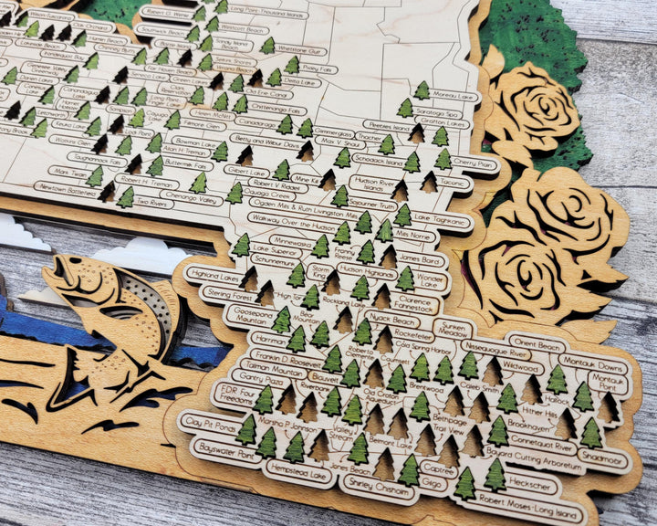 The New York State Park Map - Custom and Non Customizable Options - SVG, PDF File Download - Tested in Lightburn and Glowforge