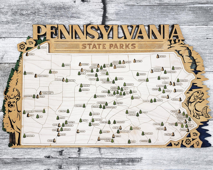 The Pennsylvania Park Map - Custom and Non Customizable Options - SVG, PDF File Download - Tested in Lightburn and Glowforge