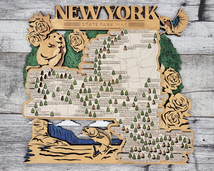 The New York State Park Map - Custom and Non Customizable Options - SVG, PDF File Download - Tested in Lightburn and Glowforge