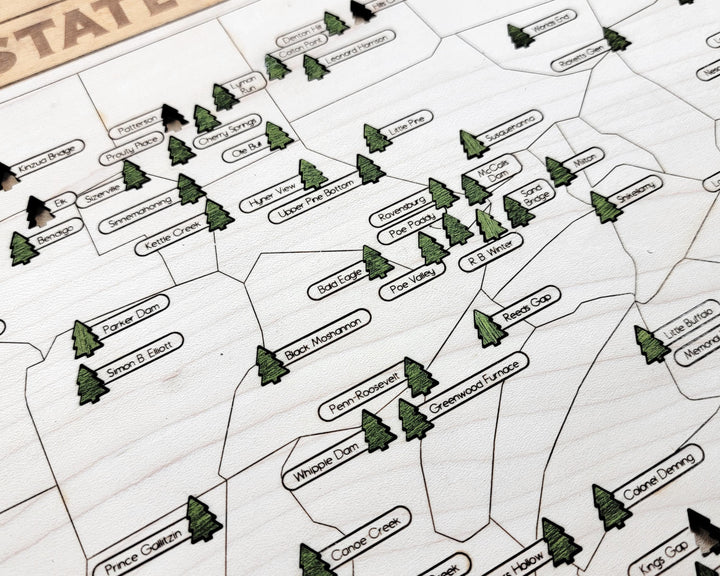 The Pennsylvania Park Map - Custom and Non Customizable Options - SVG, PDF File Download - Tested in Lightburn and Glowforge